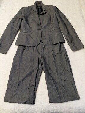 Nine West 2 Piece Gray Pinstripe Pant Suit Set Women’s 4P